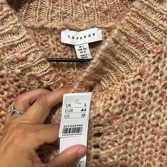 Topshop Dusty Rose Cable Knit Turtleneck Sweater 12 NWT - Picture 3 of 6